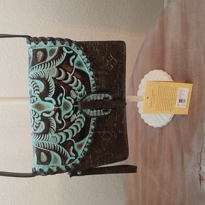Patricia Nash Lanza tooled turquoise crossbody